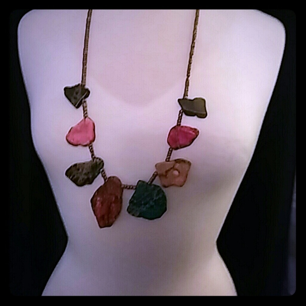 Handmade beaded n stone necklace