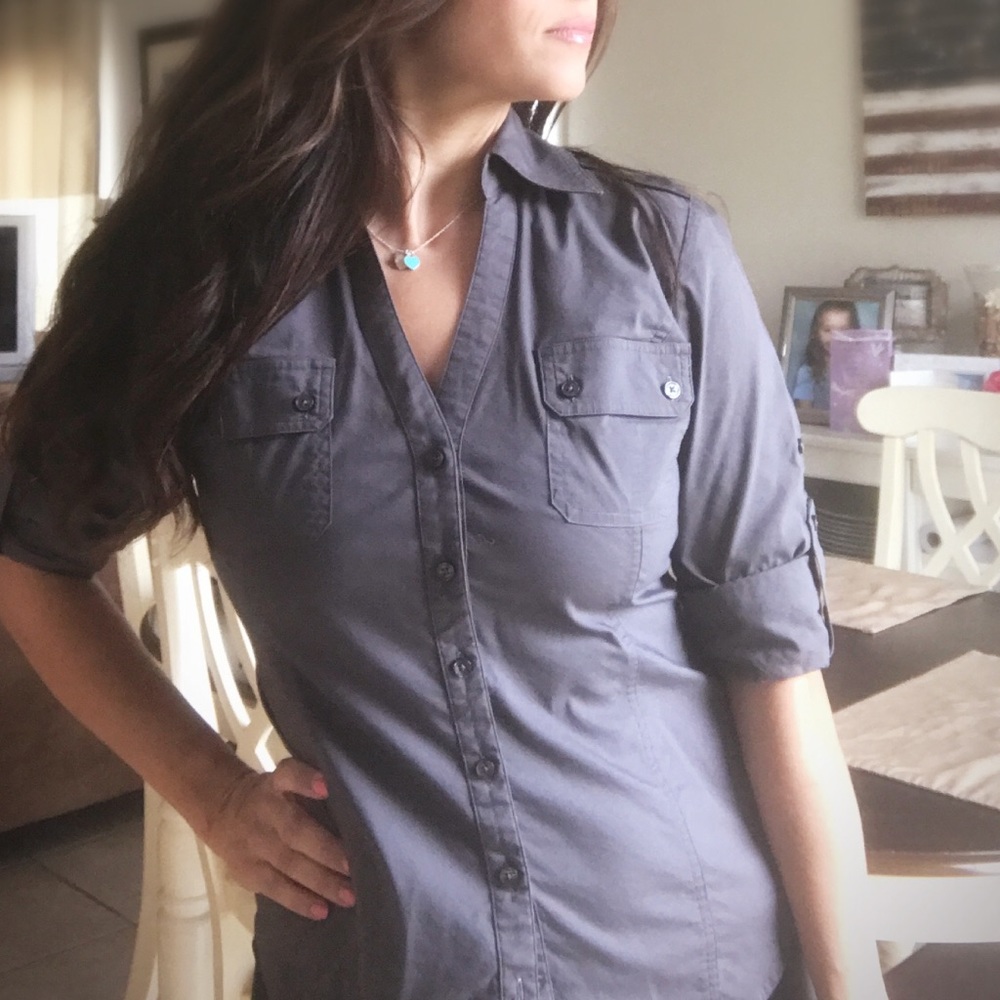 Grey Button up blouse