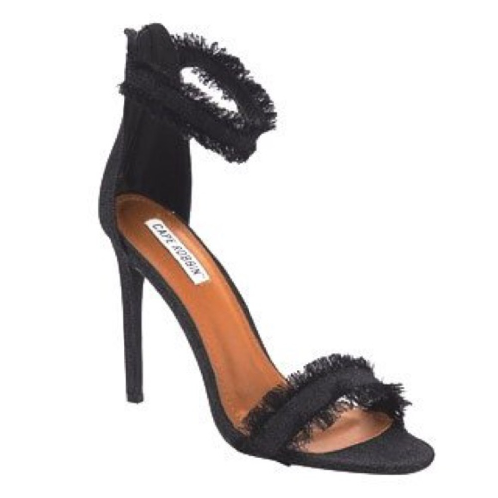 Black Distressed Denim Sandal