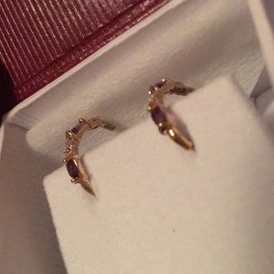 Gold & Amethyst Half-Hoop Earrings
