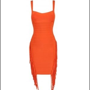 House of CB Bandage Dress with Side Fringe Accent