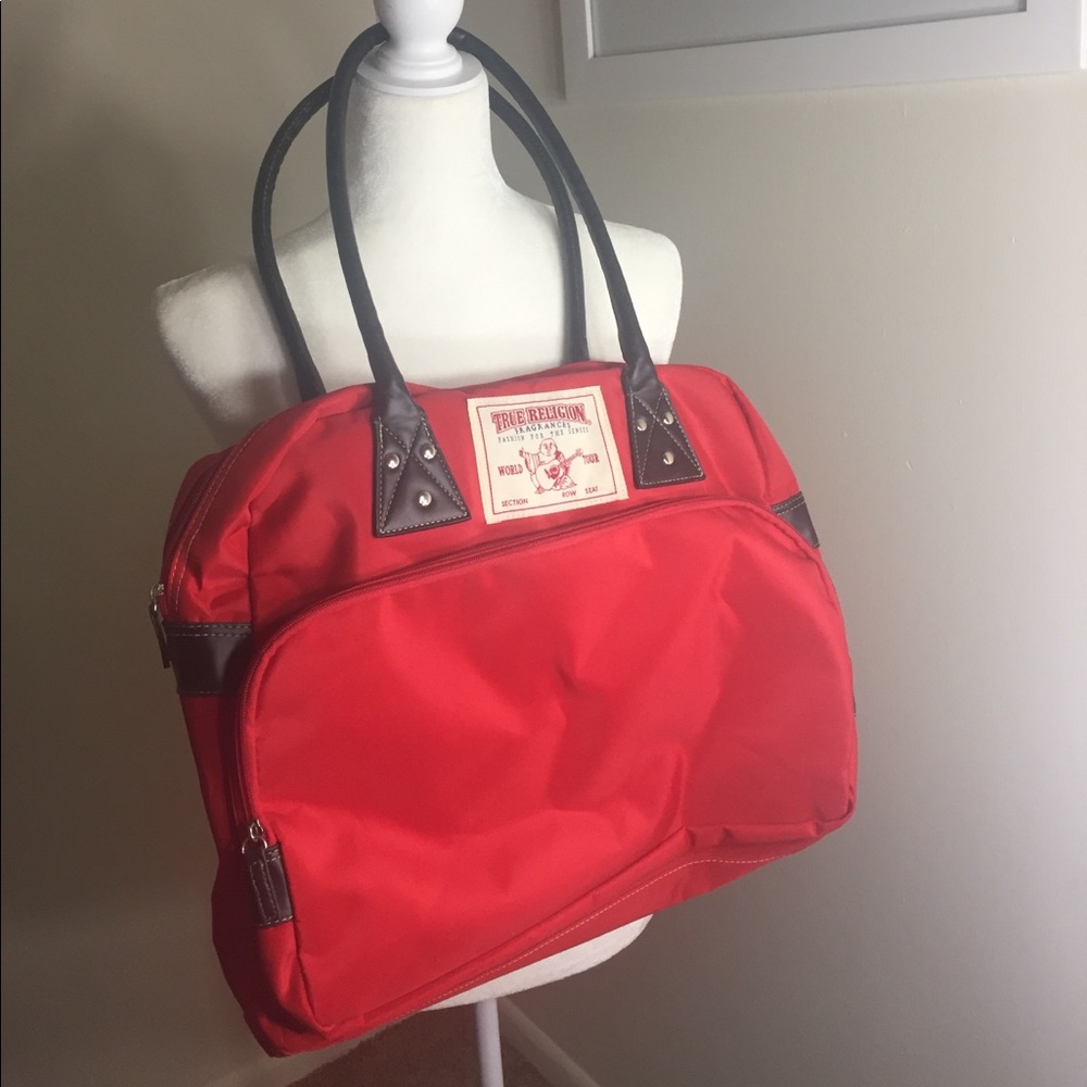 Red True Religion tote bag