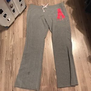 Gray with pink accent Aeropostale sweatpants