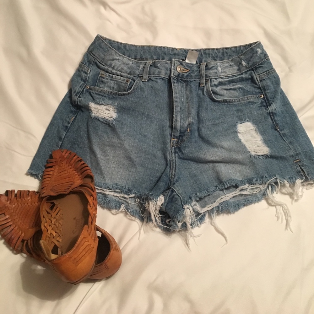High waisted jean shorts