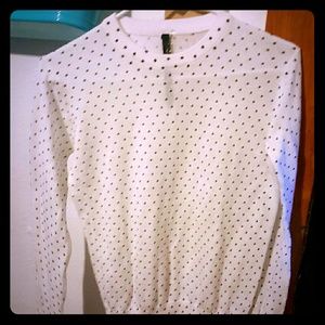 Polka dot white and black sweater