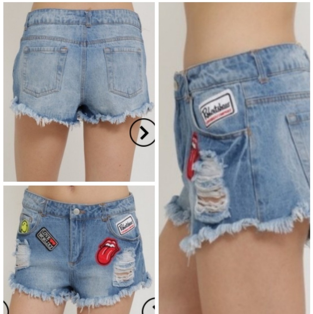 🌟NWT🆕 San Souchy  Distressed Patch Denim Shorts