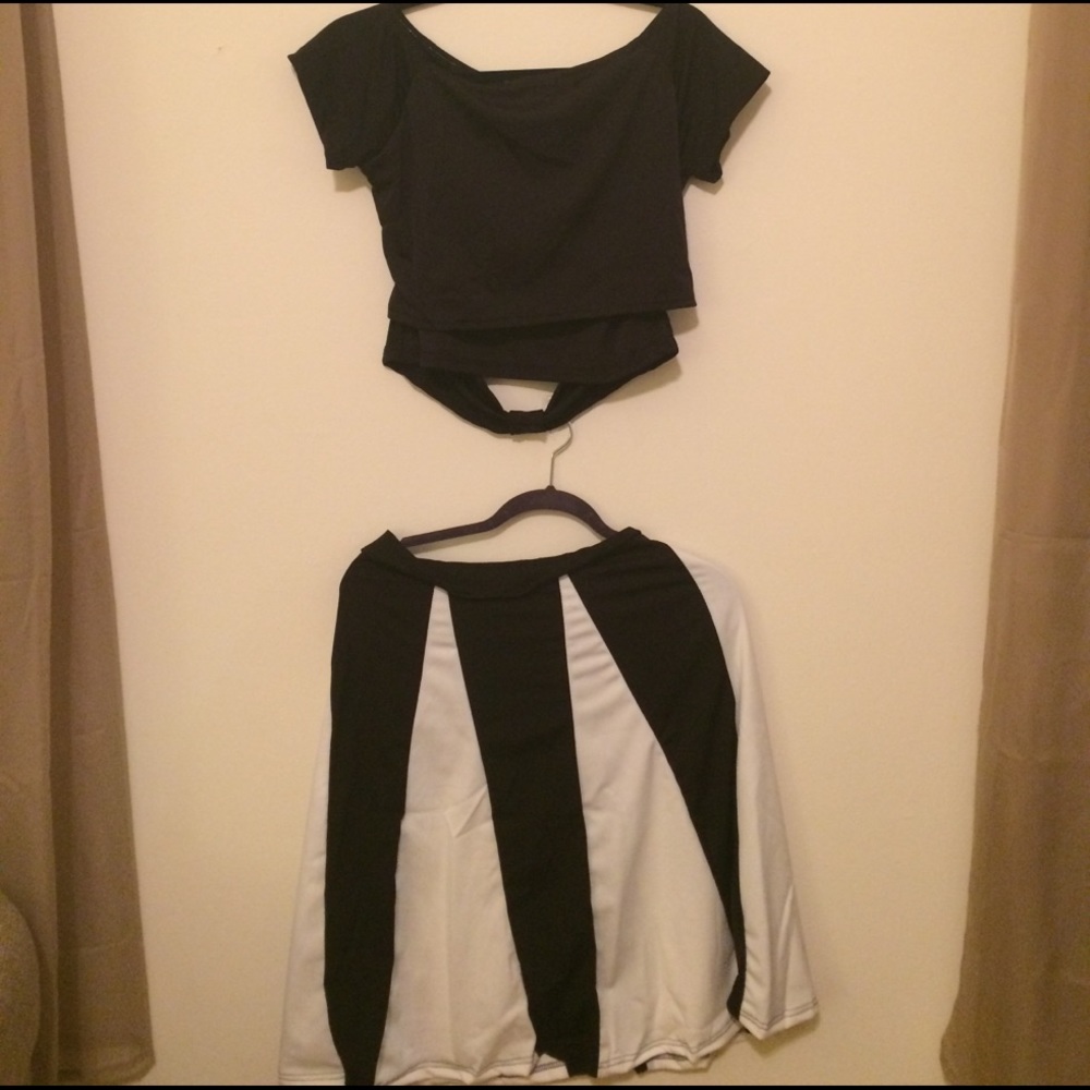Black and white top and skirt
