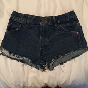 Dark washed high waisted denim shorts
