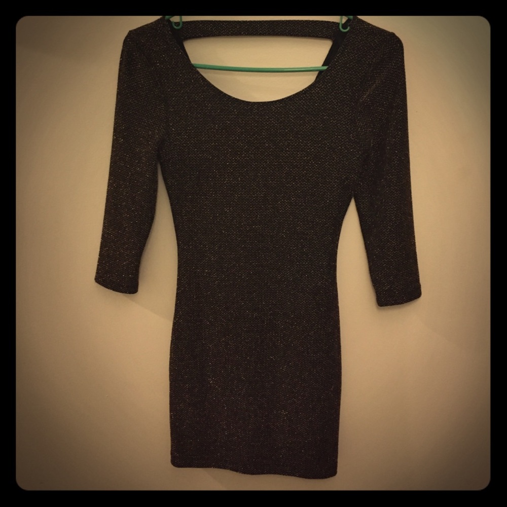 Forever 21 Brown/gold sparkly fitted dress