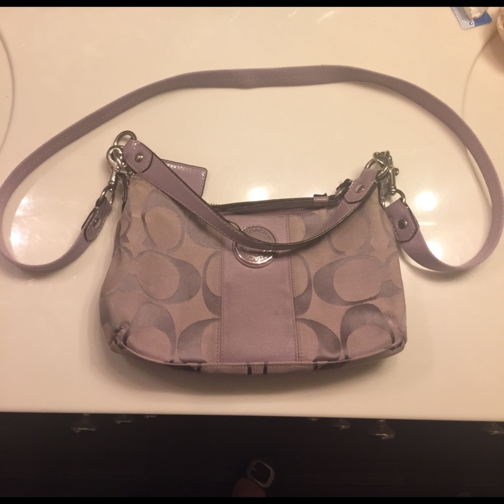 Coach Signature Stripe Convertible Hobo Purse