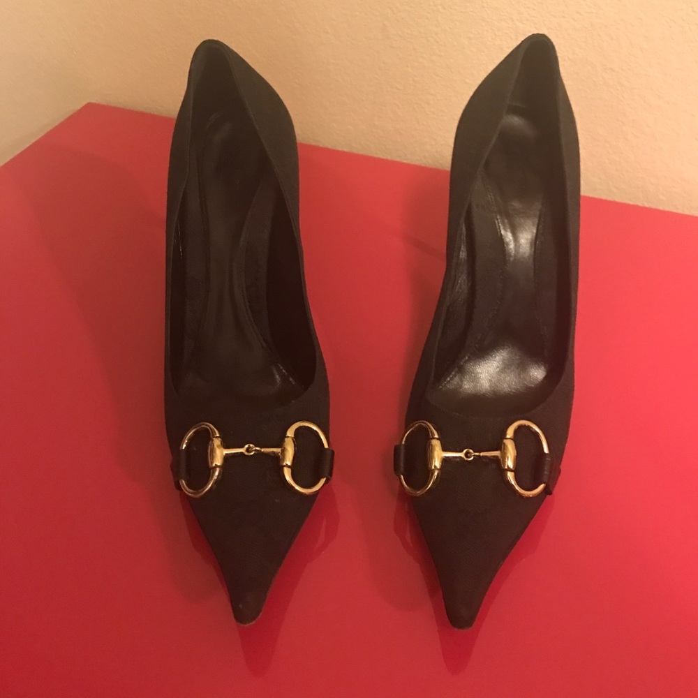 Gucci canvas horsebit pumps!  Size 7.5