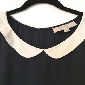 LOFT Tops - Navy and white Peter Pan collar shell LOFT Tops - Navy and white Peter Pan collar shell