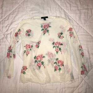 Distressed Floral Sweater