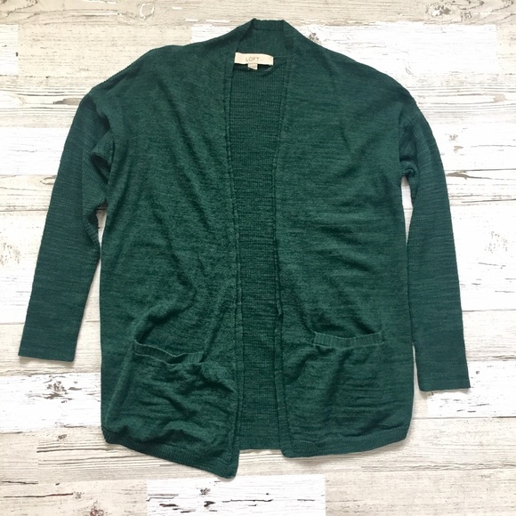 LOFT Sweaters - Loft // Open Front Dolman Cardigan Forest Green