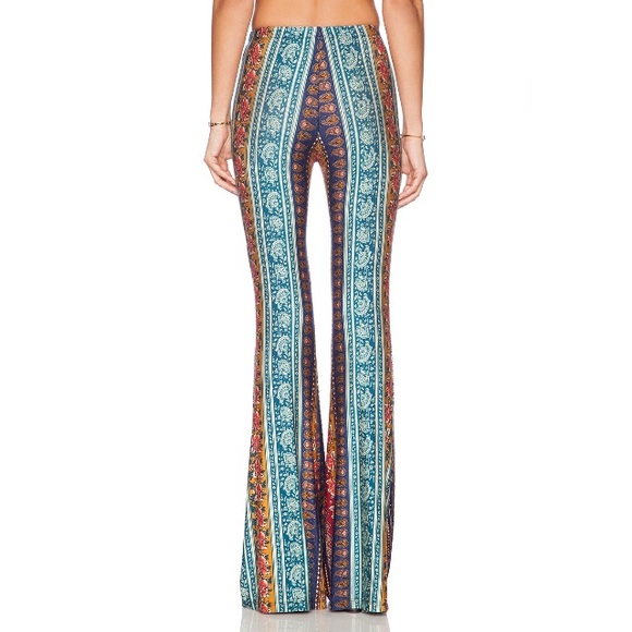 Blue Moroccan Rose JANIS Bells Stretch Flare PANTS - Picture 3 of 5