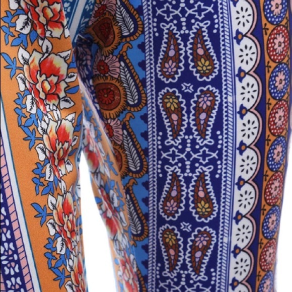 Blue Moroccan Rose JANIS Bells Stretch Flare PANTS - Picture 5 of 5