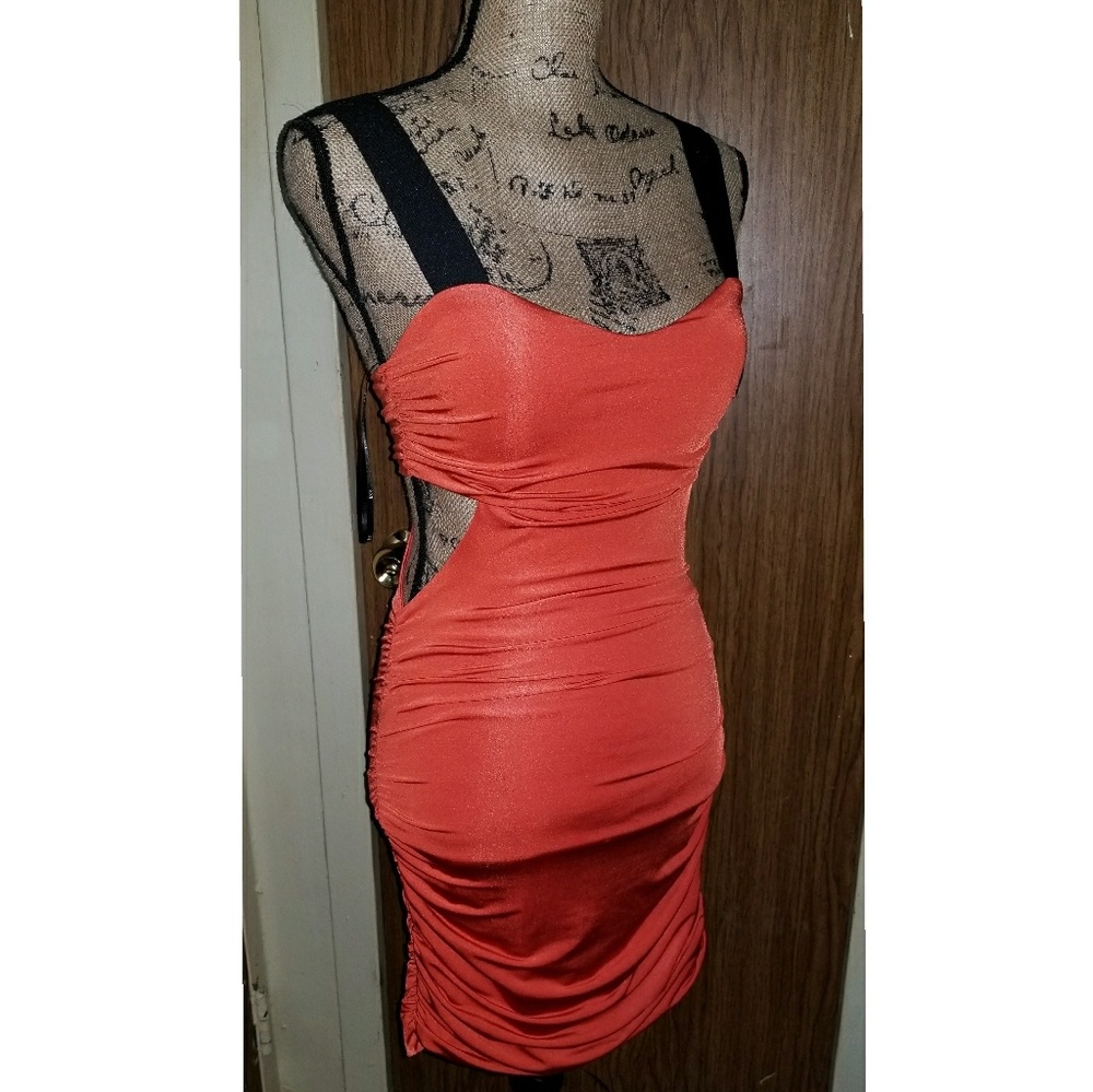 SALE Ruched bodycon cut out dress