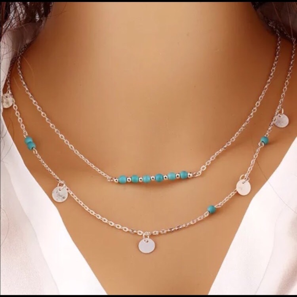 🎉HP🎉Double Layered Necklace W/ Turquoise Beads