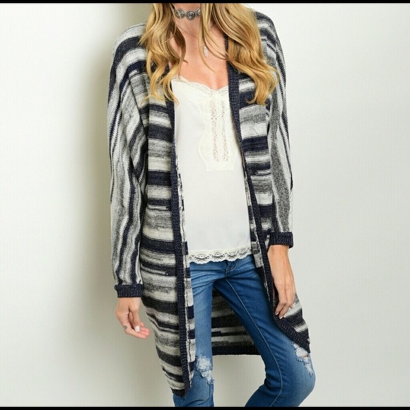 🖤Striped long cardigan - Picture 1 of 2