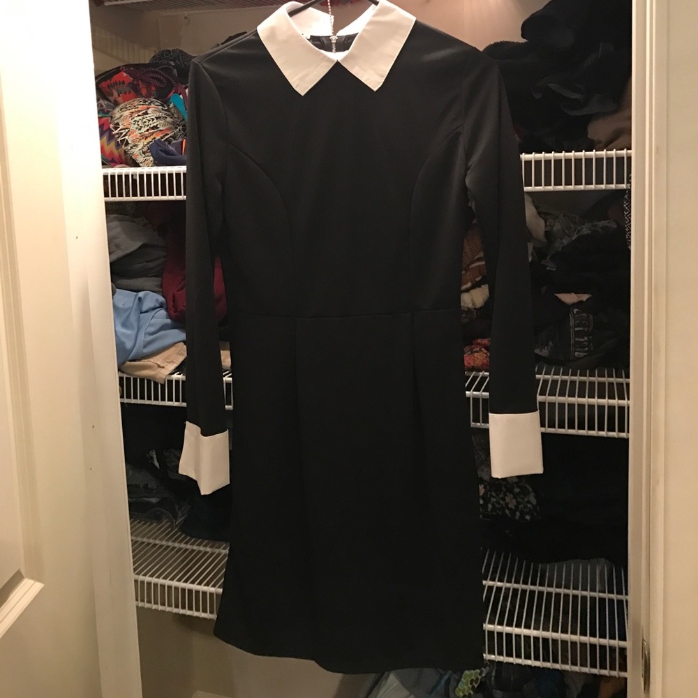 black and white blouse dress