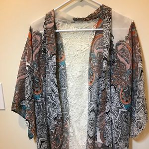 Colorful, mandala design, lace cut out kimono