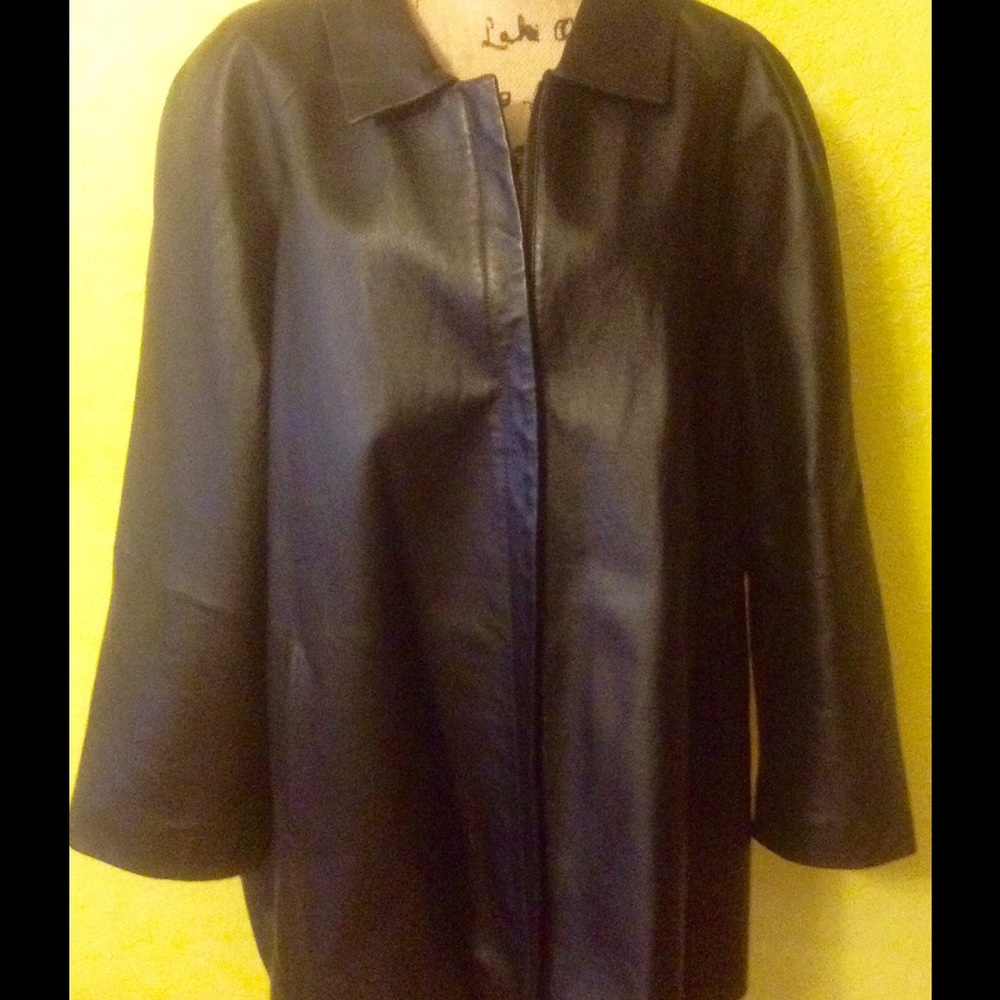 Women's genuine black leather jacket.