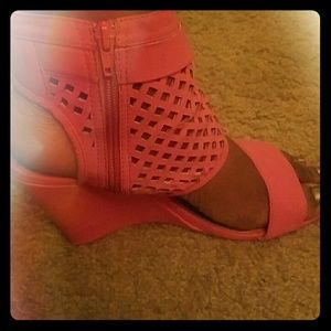 Pink zippered wedge sandal size 11