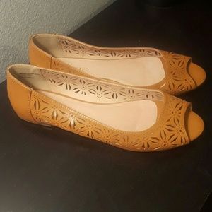 Cognac,slip-on,flat shoes