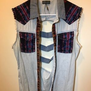 Kendall and Kylie denim vest with print