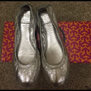 Silver Tory Burch flats