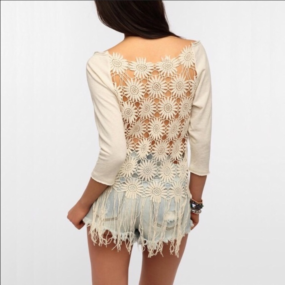 Three quarter length top with fun back design