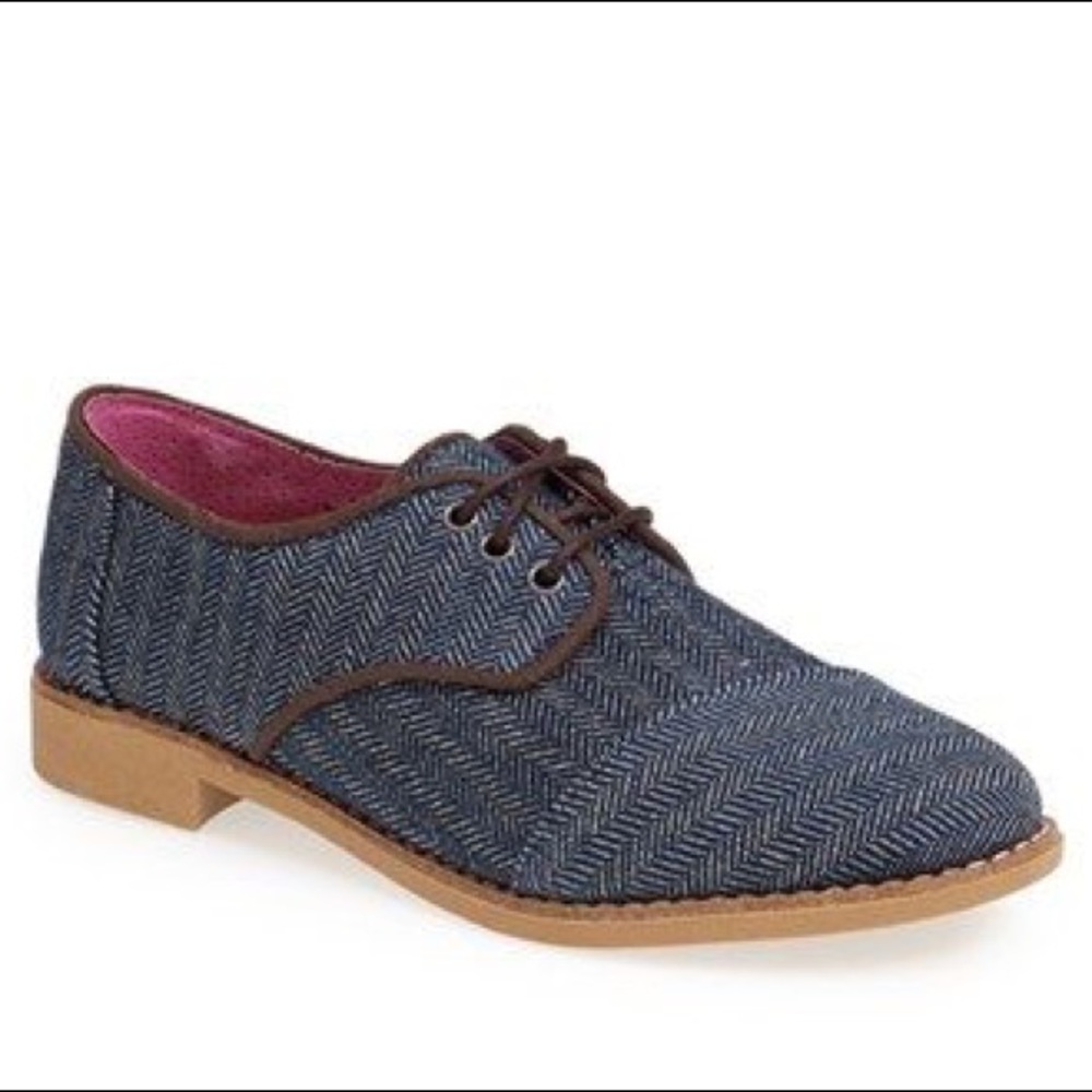 TOMS Blue Herringbone Women's Brogue shoes