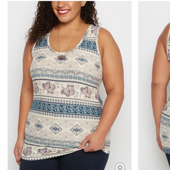 Plus Navy & Violet Boho Brushed Tank Top - Picture 2 of 4