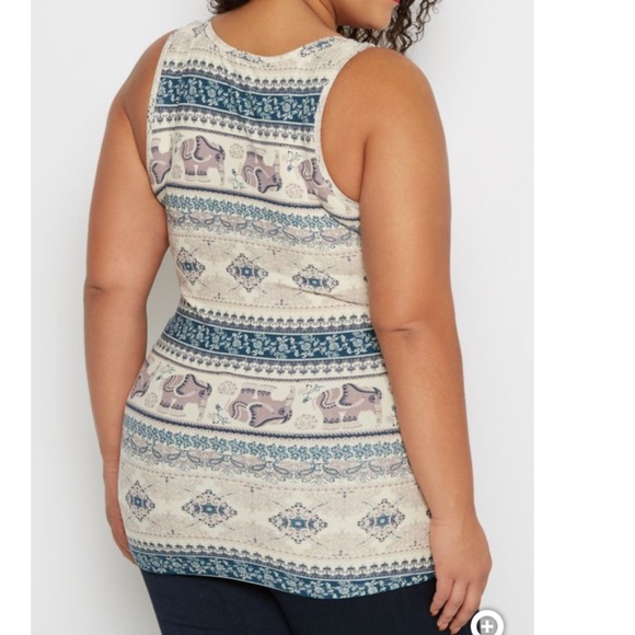 Plus Navy & Violet Boho Brushed Tank Top - Picture 3 of 4