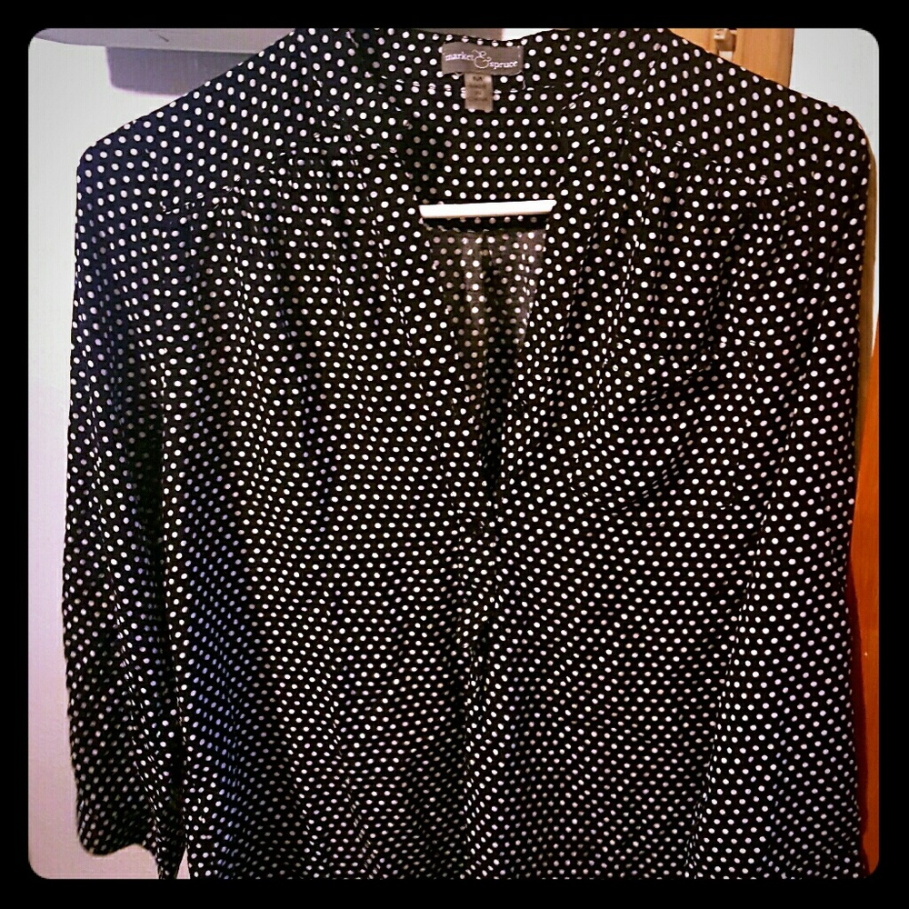 Black and white polka dot blouse
