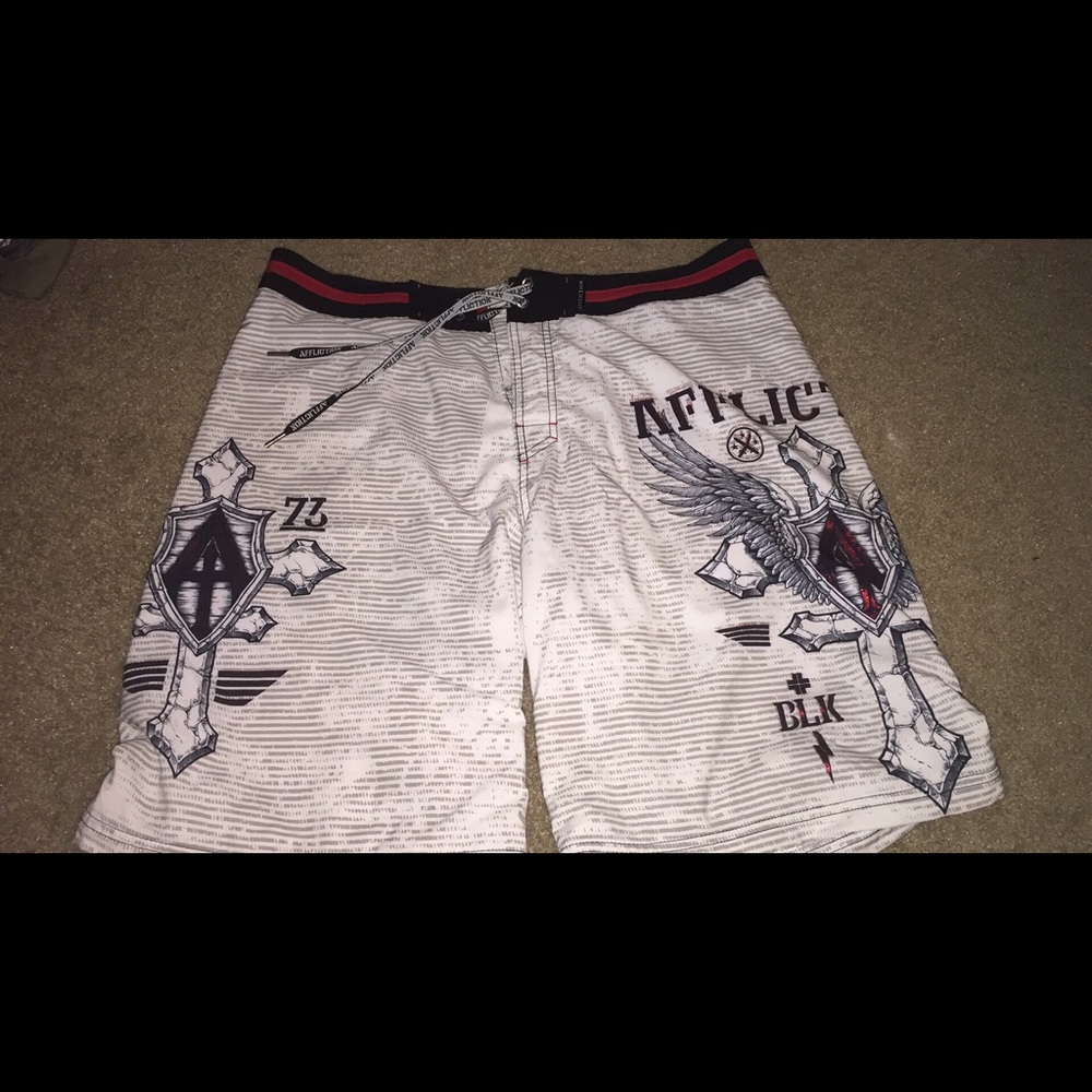 Men's Affliction Board Shorts Cross/Fleur size 38