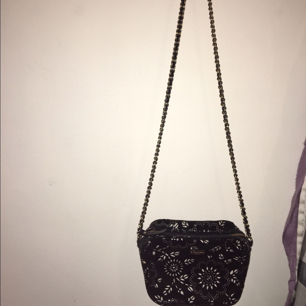 Kate Spade black patent leather cross-body bag
