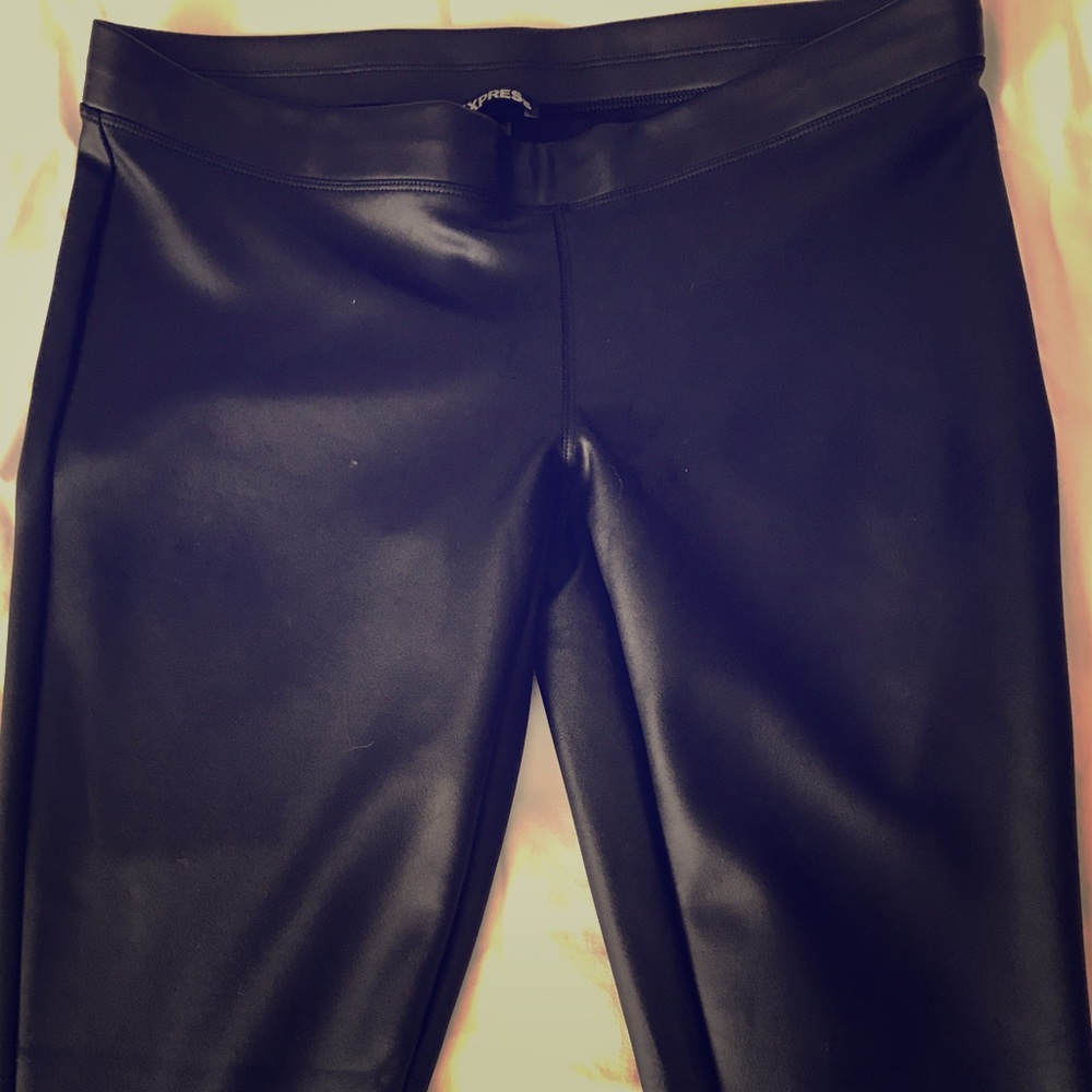 Black "pleather" Express scuba leggings