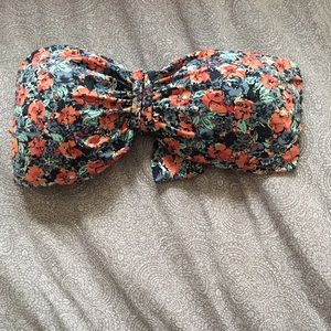 Strapless padded floral bikini top