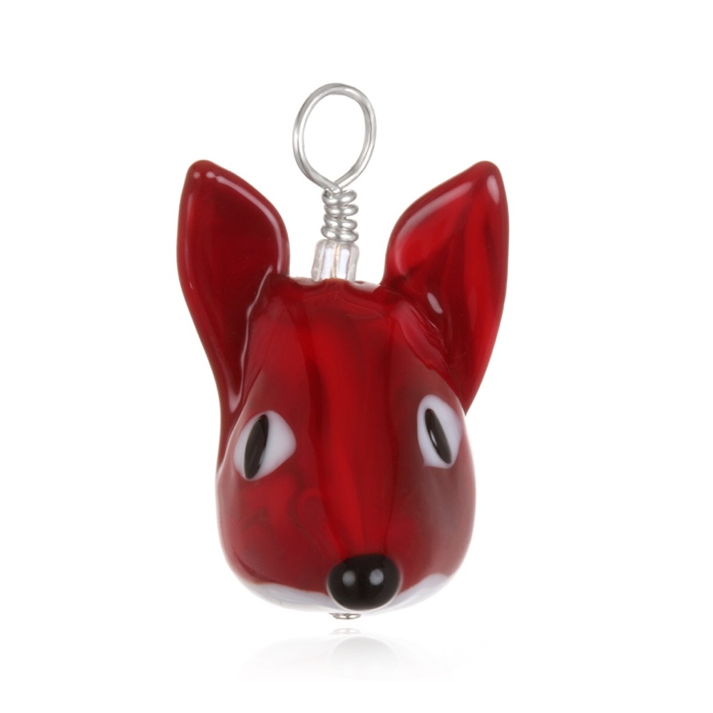 Glass Fox Pendant on Leather