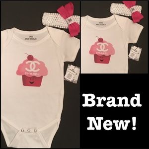 Fashion Baby Girl Onesie Set with Headband