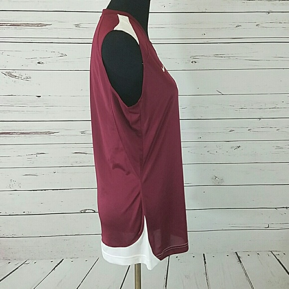 Womens Nike Dri-Fit Top Shirt Sleeveless Maroon - Picture 4 of 8