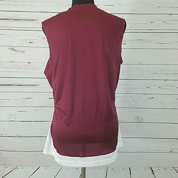 Womens Nike Dri-Fit Top Shirt Sleeveless Maroon - Picture 5 of 8