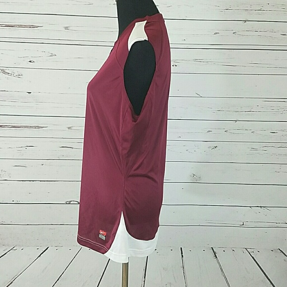 Womens Nike Dri-Fit Top Shirt Sleeveless Maroon - Picture 6 of 8