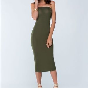 Olive green tube dress