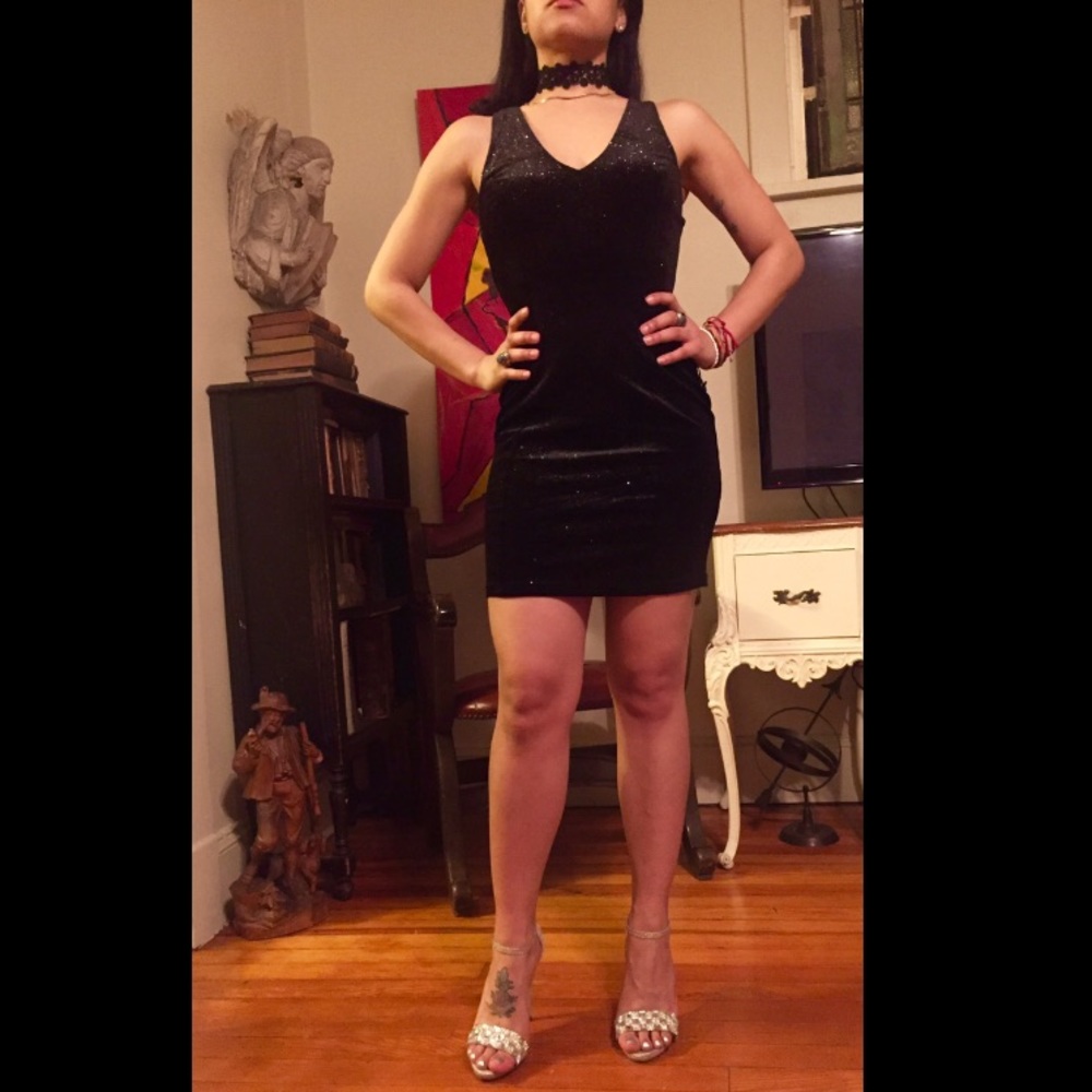 Black velvet shimmer Cocktail Dress