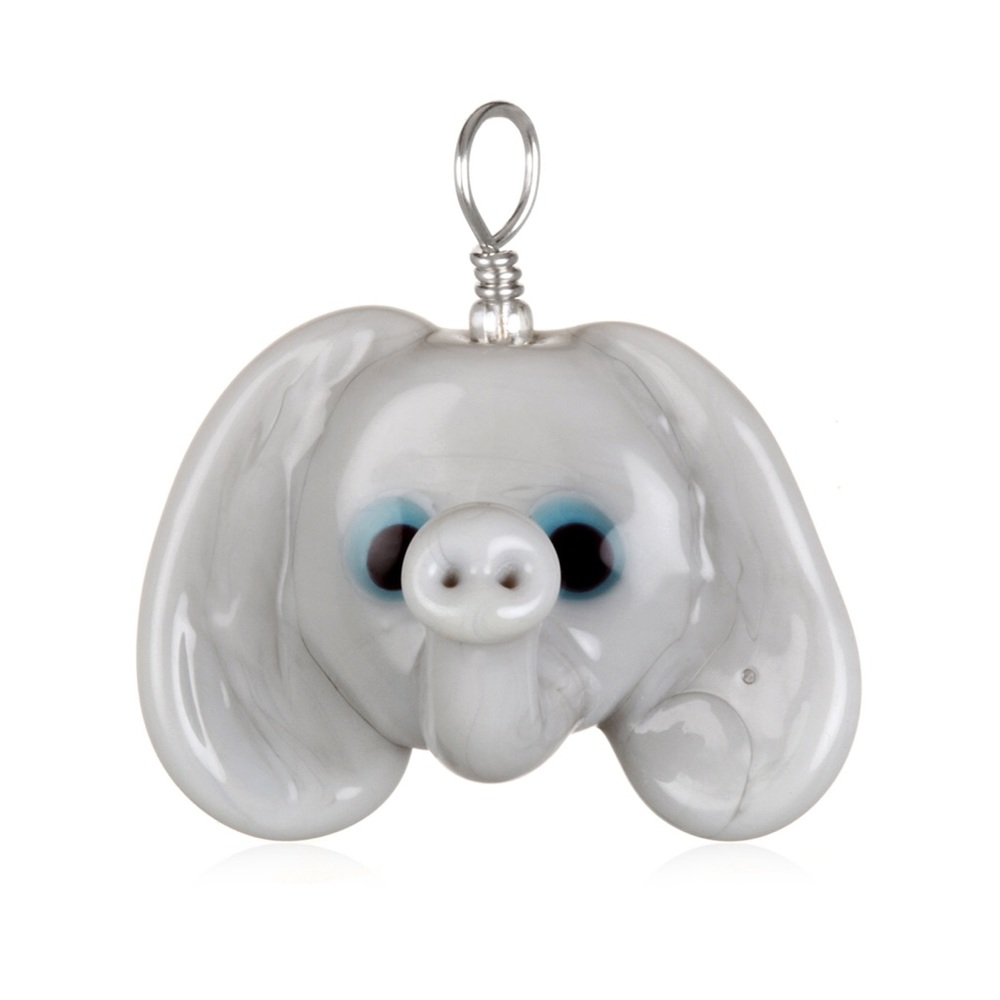 Glass Elephant Pendant on Leather
