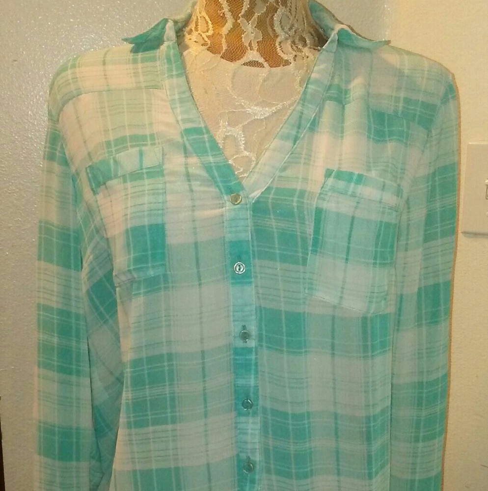 Papaya blue button down shirt