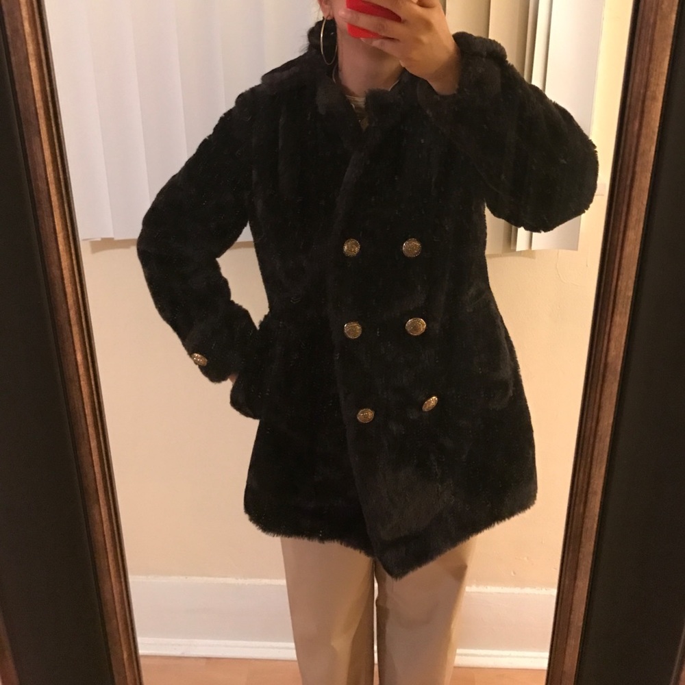 Faux fur vintage dark brown coat