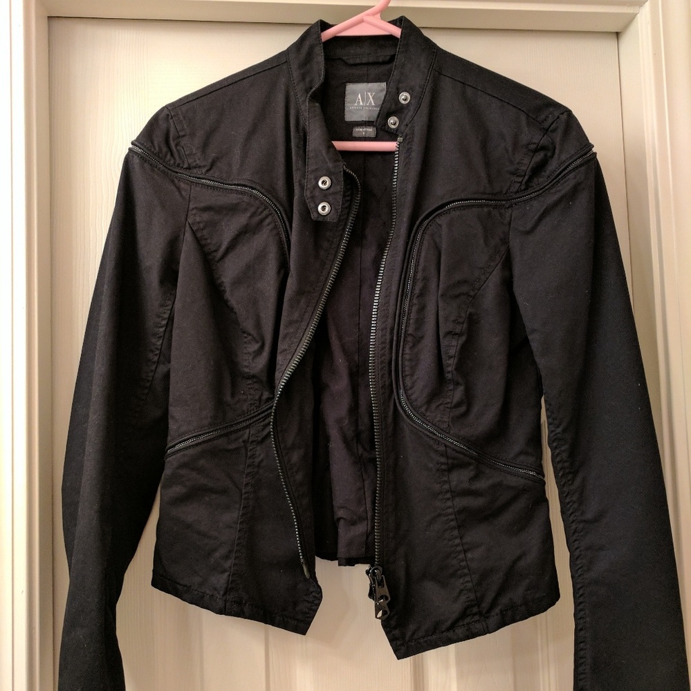 Armani Exchange Black Moto Jacket